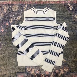 BB Dakota Striped Open Shoulder Sweater